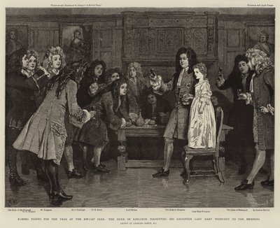 Naming Toasts for the Year at the Kit-Cat Club, the Duke of Kingston presenting his Daughter Lady Mary Pierpoint to the Members by Charles Green